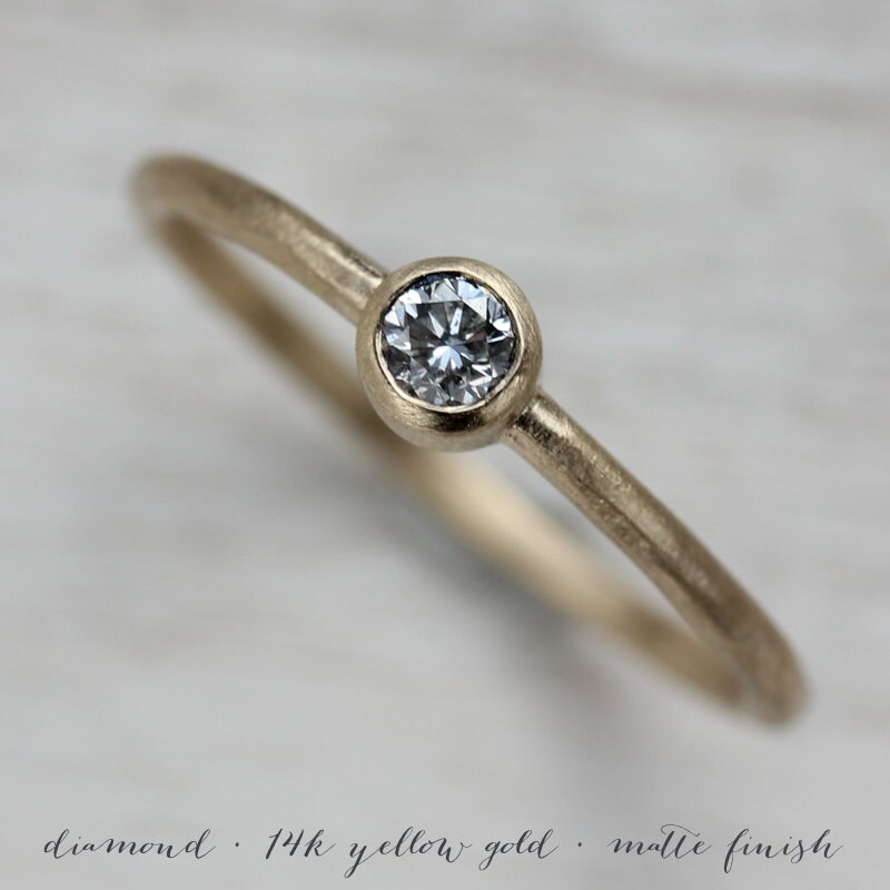 Handmade Rustic Ethical 3mm Diamond Engagement Ring by AideMemoire