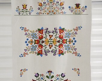 Home Decor Linen - Shabby Chic Nordic Europe Hungarian Floral Tulip Spring Flower Garden Zakka Curtain Fabric(1 BIG Panel, 34.6x55 inches)