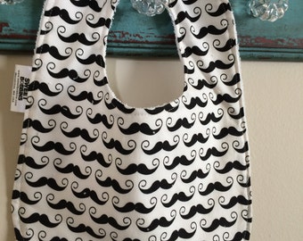 Geekly Mustaches - Infant or Toddler Bib - Terry Cloth Backing - Reversible with ADJUSTABLE Snaps