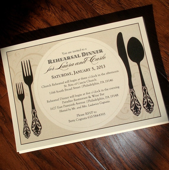 Rehearsal Dinner Invitation Custom Wording & Colors