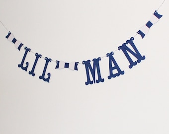 Lil Man - Little Man Baby Shower Banner with Bow Ties- Baby Shower Decoration or Photo Prop