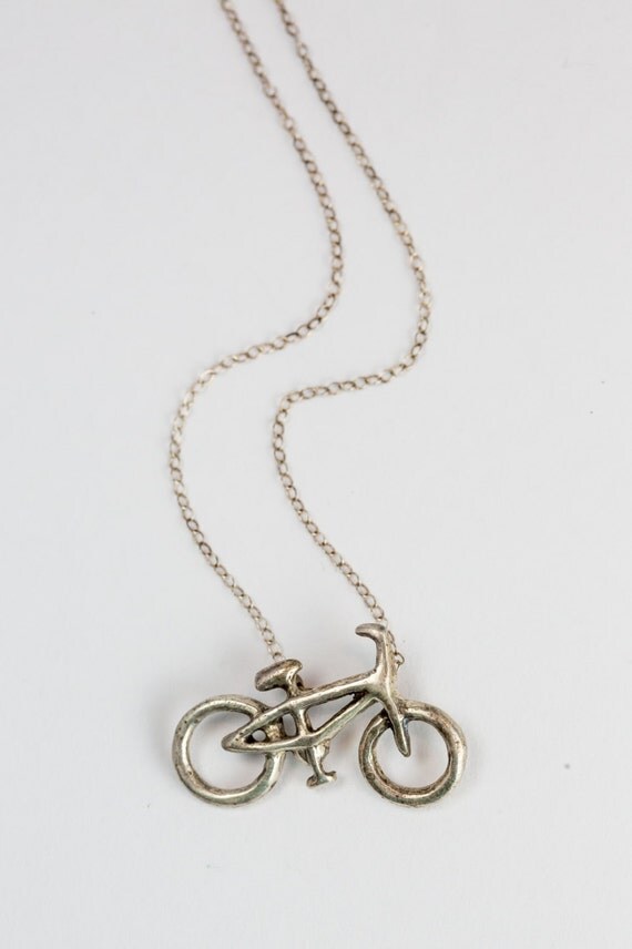 29er Bicycle Necklace Silver by GreenGoatDesigns on Etsy