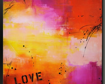 Urban Love - 36 x 36 - Abstract Acrylic Painting - Huge - Contemporary Wall Art