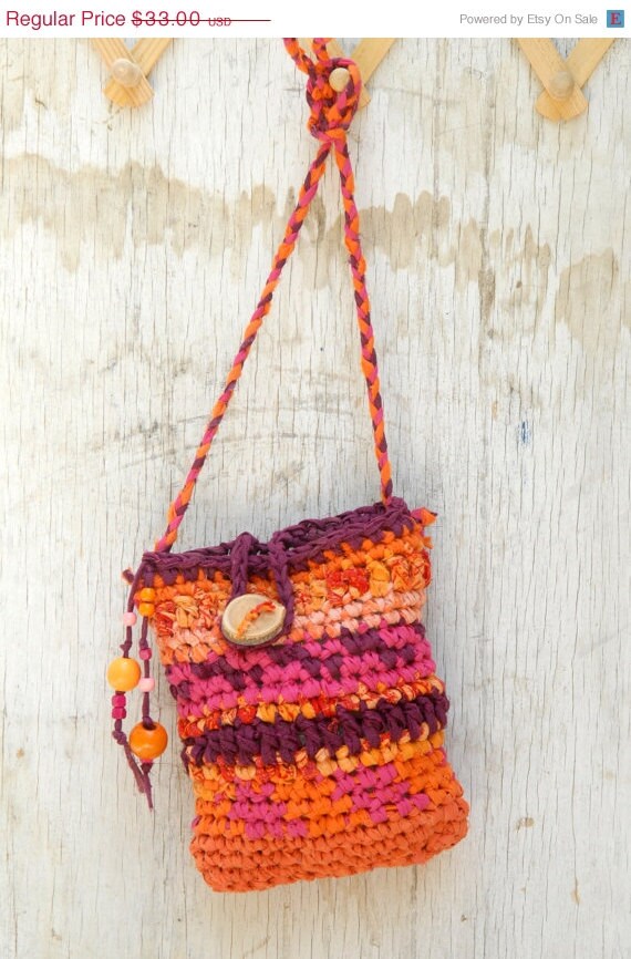 OctoberSale Festival Pouch in Orange, Pink and Plum --- Crochetd Purse ...