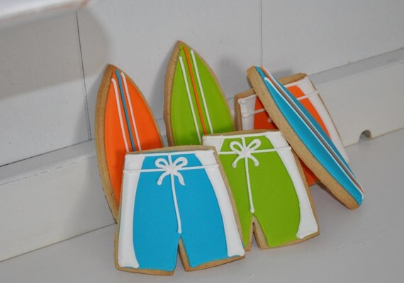 Surfboard Hand Decorated Sugar Cookies - 1 Dozen Il_570xn