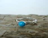Sleeping Beauty turquoise ring, handmade, sterling stack ring, genuine turquoise, ready to ship, size 8.5, Let Loose Jewelry, under 75