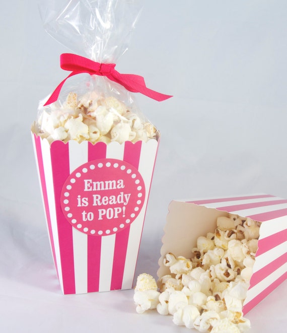 12 Custom Popcorn Box Favors Personalized by modernzebradesign