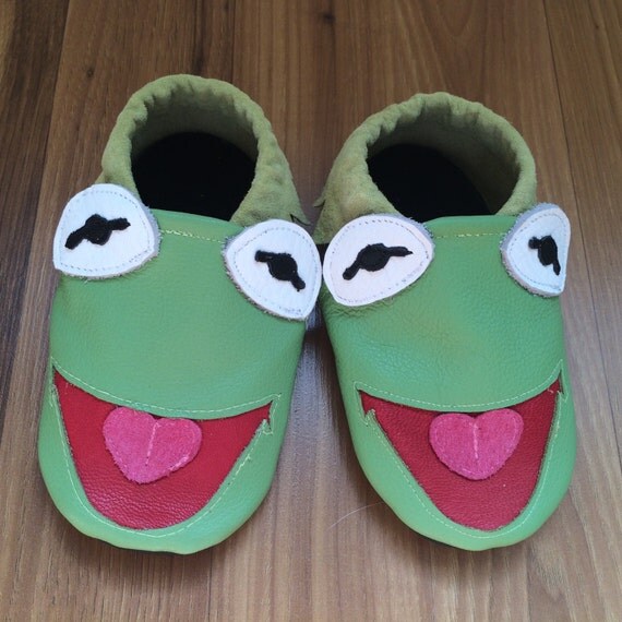 Kermit Soft Soled Leather Shoes by brandalionbeads on Etsy