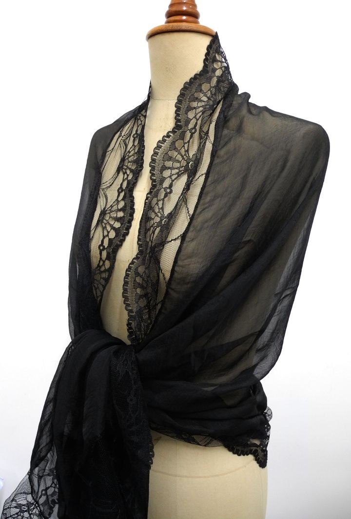 Prom Shawl Black Lace Scarf Wedding Bridal Shawl by ...