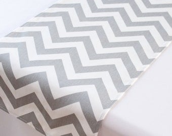 Light gray chevron table runner - Bridal shower - Wedding table runner- Kitchen table -Dining table - Baby shower - Table decor