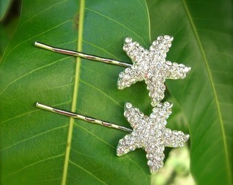 Beach Wedding Starfish Bobby Pins-SET OF 2-Bridal Hair Pins, Beach Bride, Mermaids, Starfish Hair, Vegan Friendly, Destination Wedding