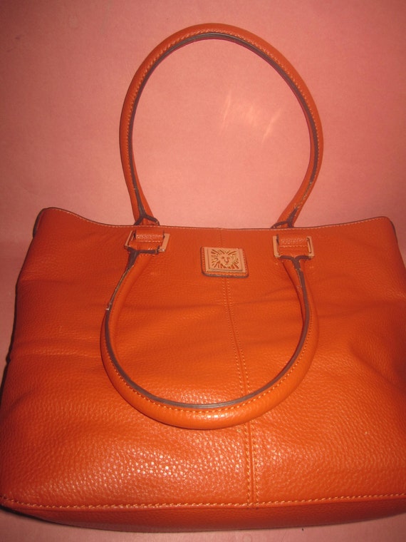 Anne Klein orange pebbled leather two handle XL by VintageJunktion