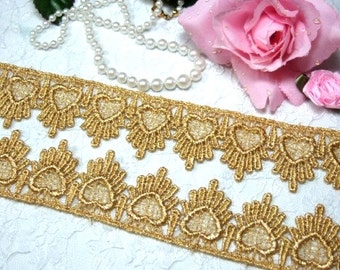 C124 Sewing Trim Metallic Gold Venice Lace Victorian Design DIY craft 1.75" (C124-gl)