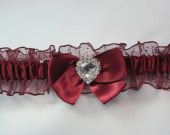 Prom garter Burgundy Sparkle Wedding garter tossing Garters