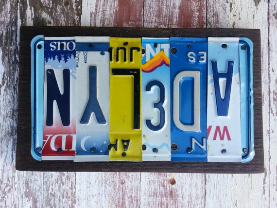 6 letter Wedding NAME License Plate Sign Word by recycledartco