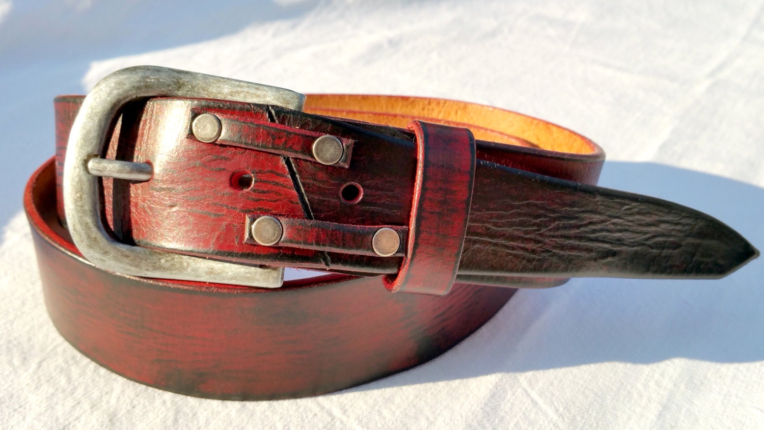 Red Belt Leather Belt for Women Custom Belts Unisex Belt