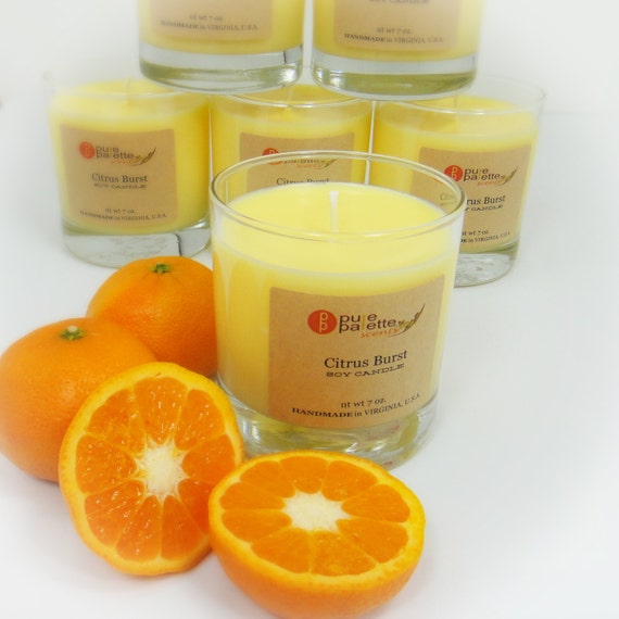 Citrus Burst Aromatherapy Pure Natural Essential Oil Scented Premium Soy Candle in Tumbler Recycle Glass Jar with Recycle Paper Kraft Box