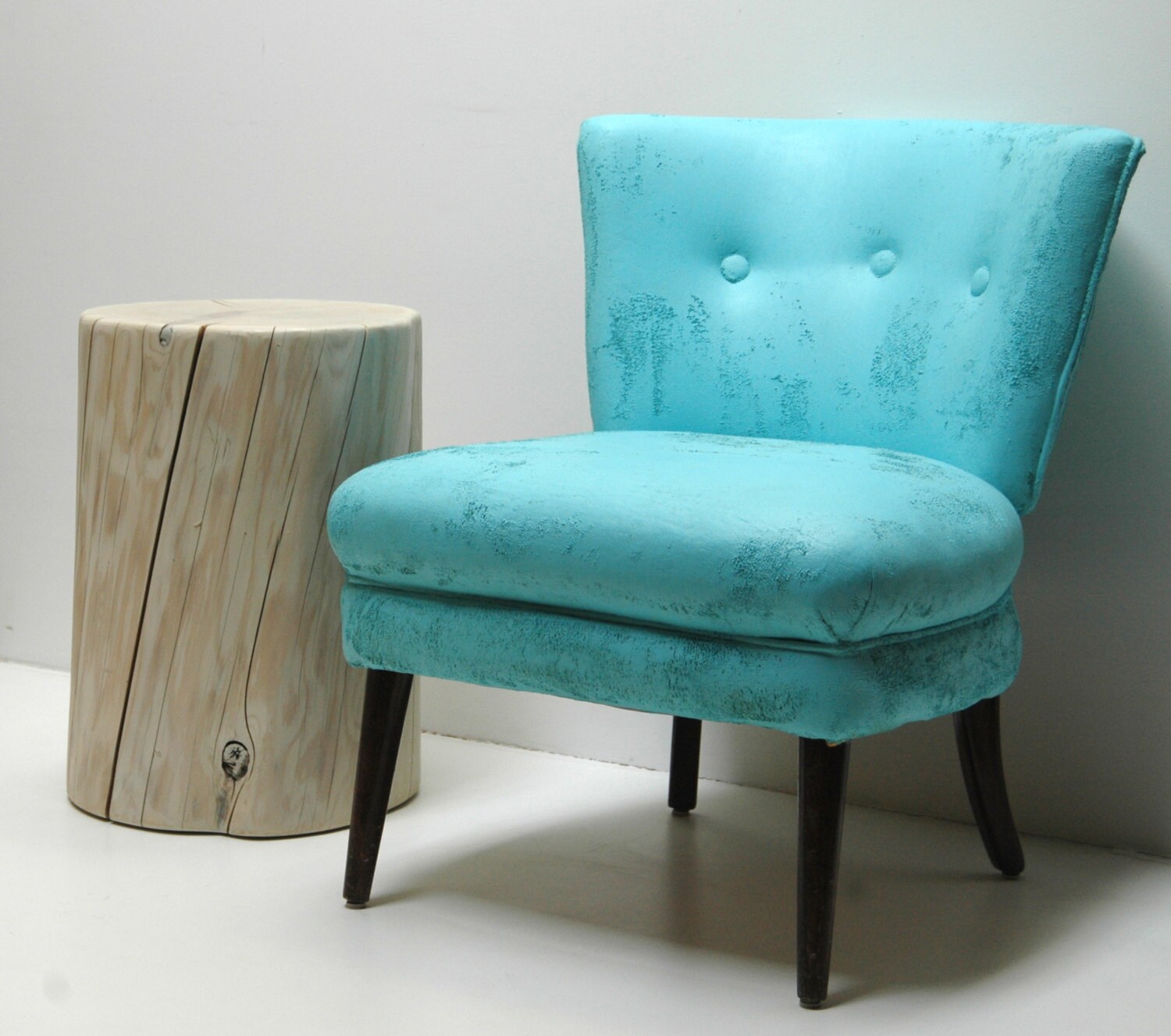 Stump Table White Linen Glaze Large Trunk by realwoodworks1