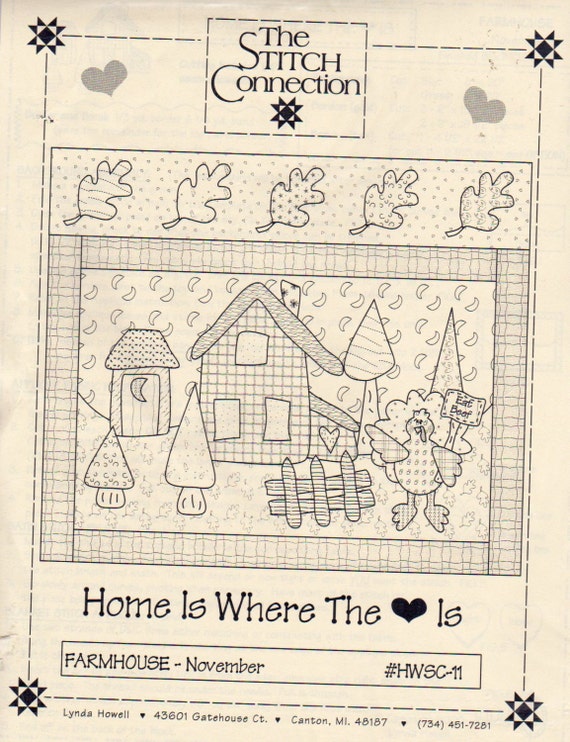 Items similar to Home is Where the Heart Is Quilt Block Pattern Farmhouse November Applique