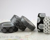 5 pcs - Washi Tape Set - Black Collection - Black Christmas - Scrapbooking - 5 Rolls - 10 mt/each - Ready to Ship.