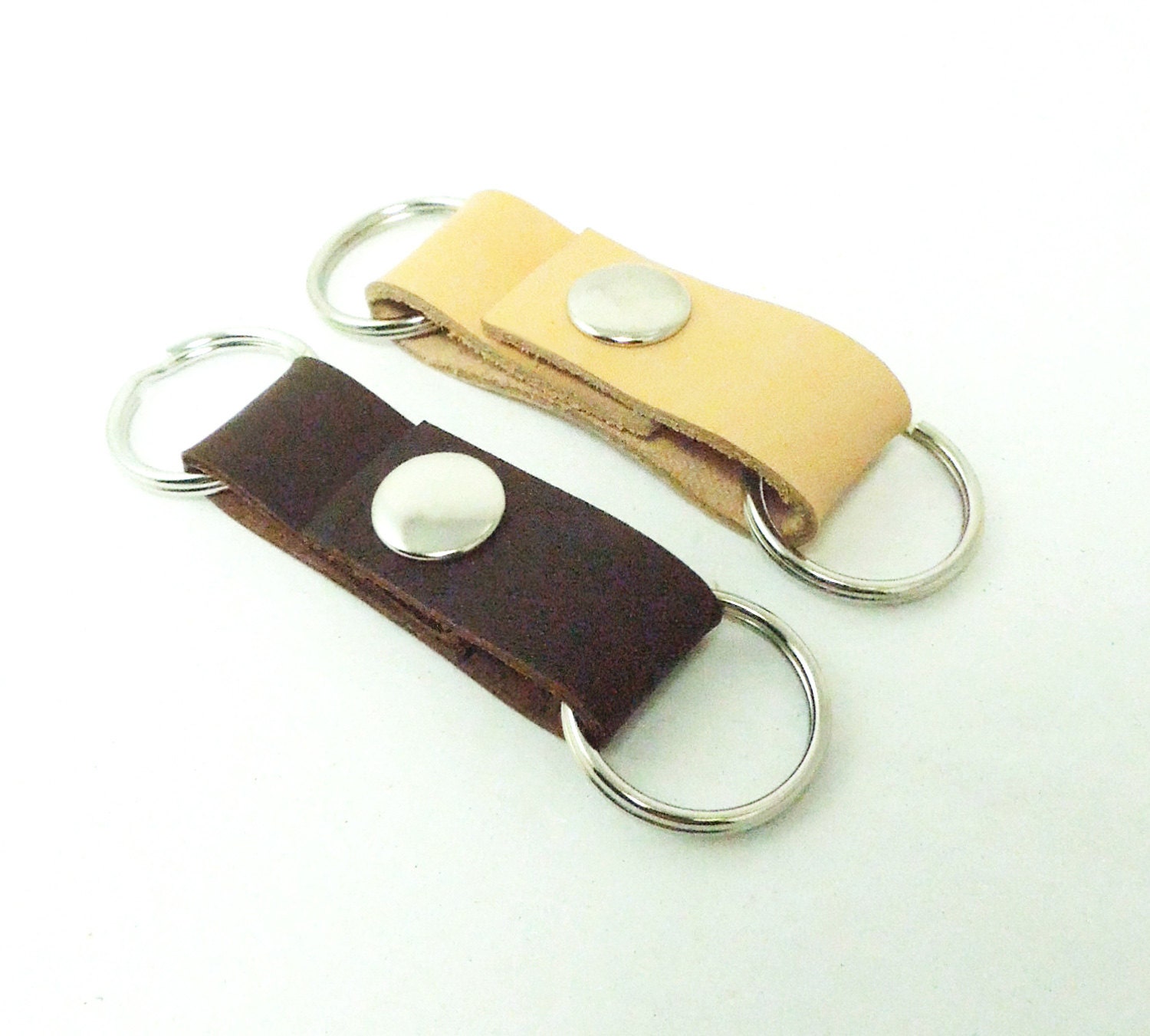 Leather valet keychain key ring key fob Father's by belvidesigns