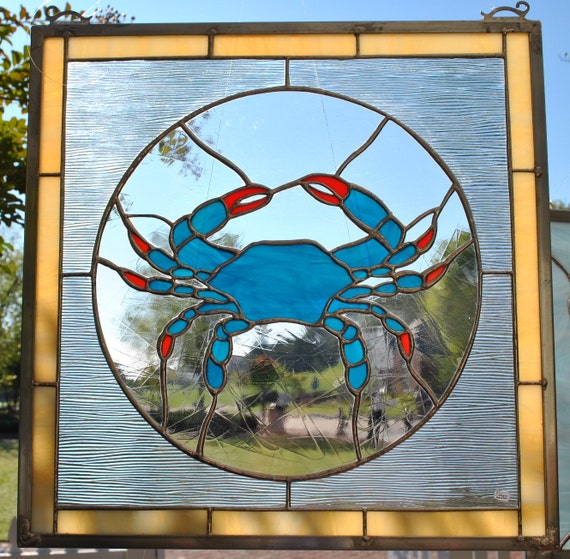 Blue Crab in Stained Glass