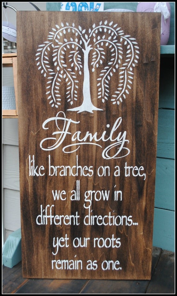 Wood sign: Family like branches on a tree...