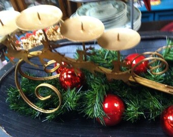 Santa Sleigh Candle Holder Metal UNDER 20