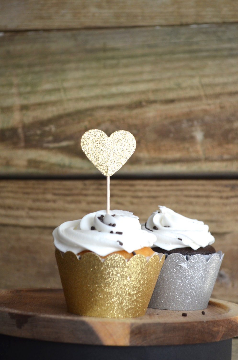 Gold Silver and Bronze Glitter Cupcake by ThePathLessTraveled