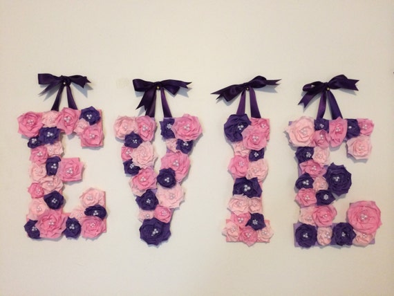 Fabric Flower Name Sign Handmade Fabric Flower Custom