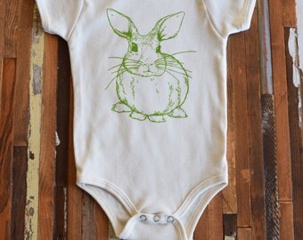 Organic Baby One Piece - Screen Printed American Apparel Baby Bodysuit - Bunny Rabbit - Infant One Piece - Organic Baby Clothes - Baby Shirt