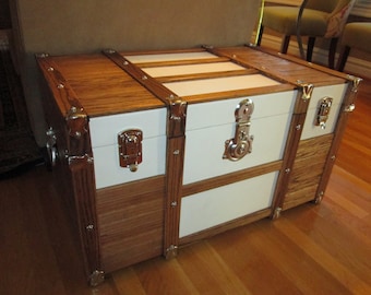 Oak and Canvas Steamer Trunk