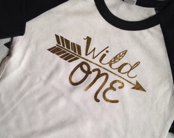 Wild One First Birthday Shirt Raglan Shirt First Birthday Gold Hipster Shirt Kid Hipster Wild One Birthday Shirt Wild and Free Gold Birthday