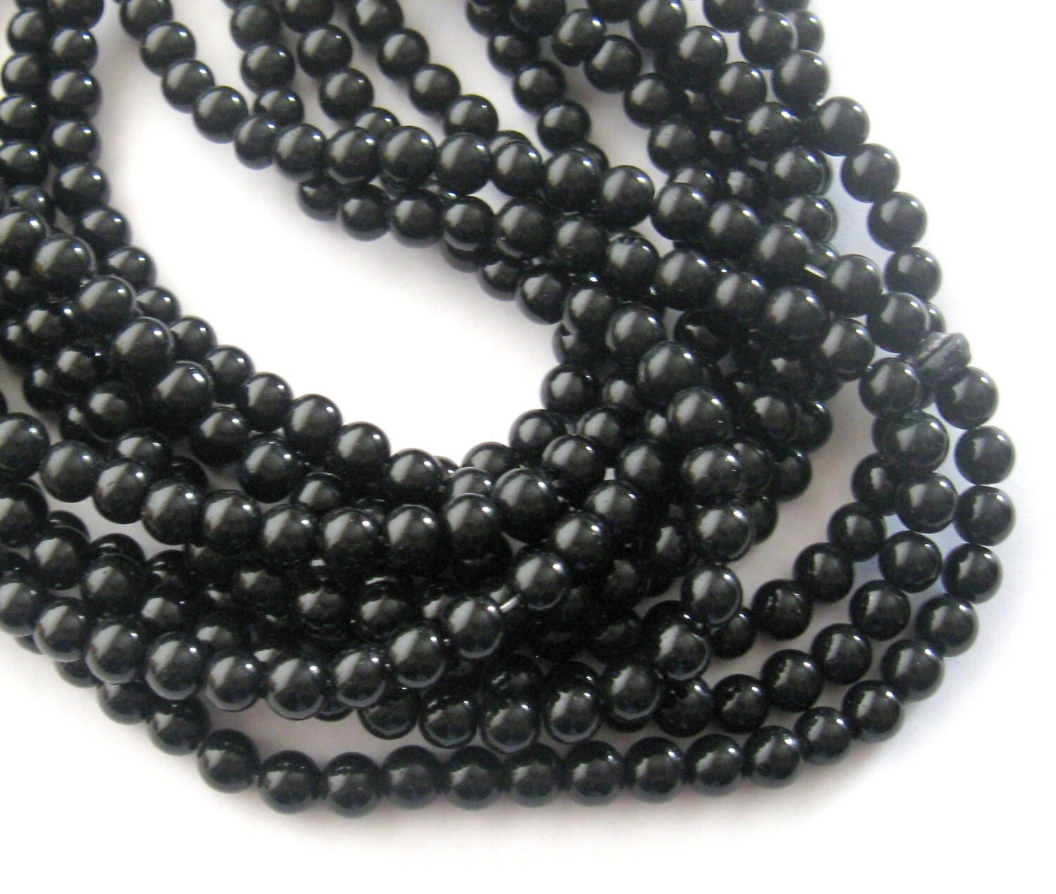 Black Obsidian Round Beads Gemstone Beads by CatsBeadKitsandMore