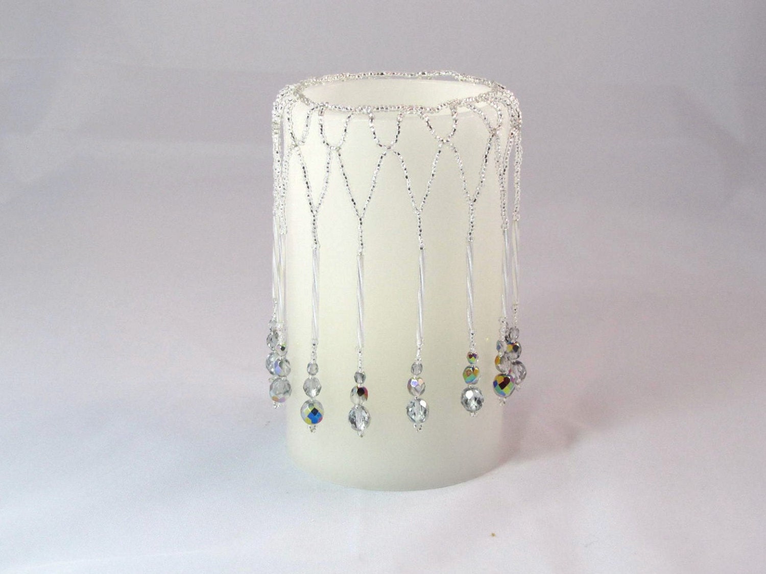 Candle bead covers. 3 X 5 candles. Beaded covers
