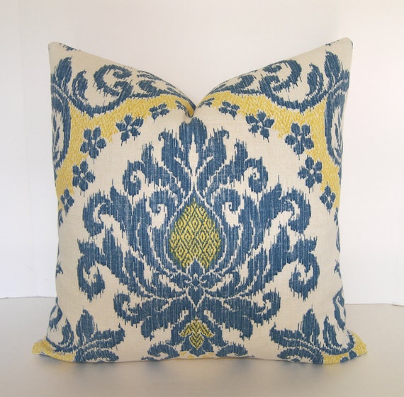 Waverly Bedazzle Ikat Pillow Cover Both Sides Blue and