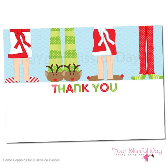 PRINTABLE Holiday Pajama Party Thank You Cards Il_570xn