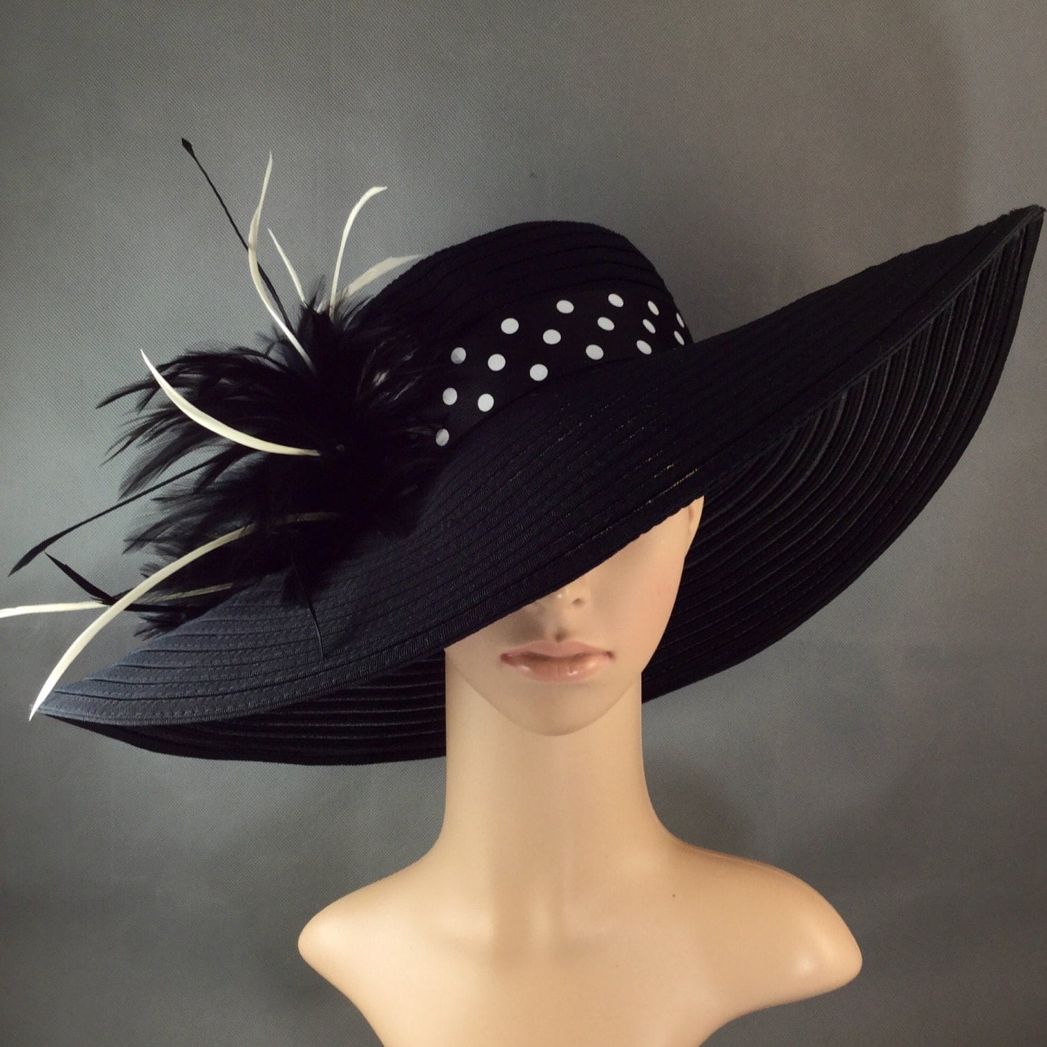 Black Derby HatKentucky Derby Hat with Polka by theoriginaltree