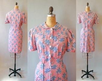 1930s Cotton Dress / XL Laundry Day Dress / 30s