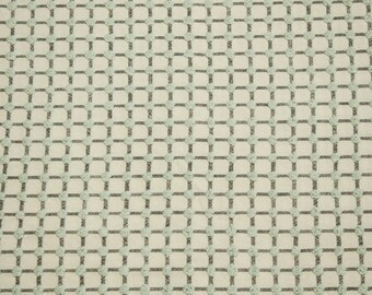 44 x 20 Inches - Rare Mint Green and Black Mini Popcorn Check Morgan Jones Vintage Chenille Bedspread Fabric Piece