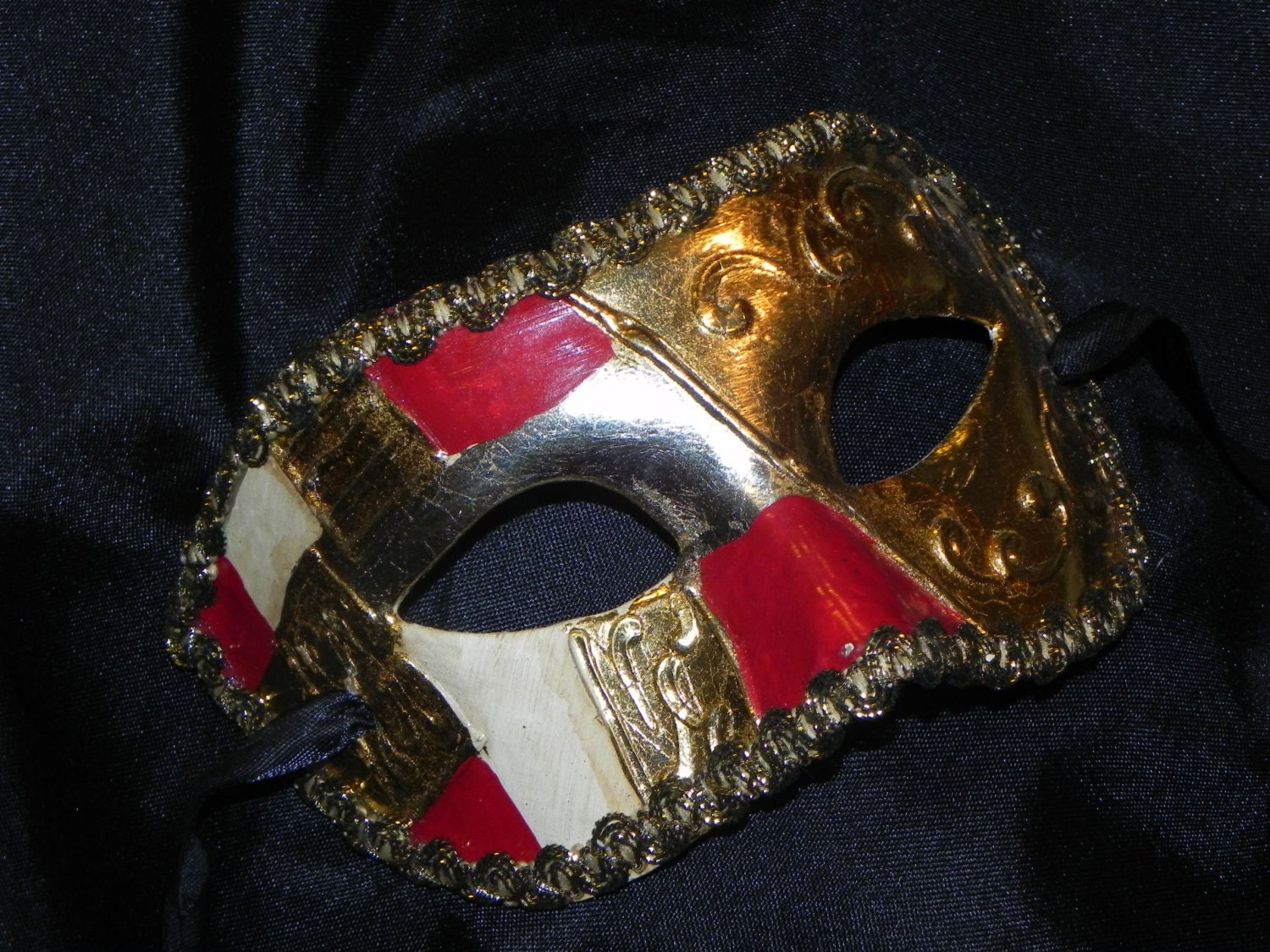 Red Black Gold and Silver Men's Mask