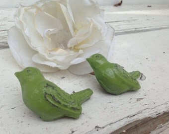 Drawer Pulls / Drawer Knobs / bird knobs, Shabby Chic Knobs / Set of 2 knobs