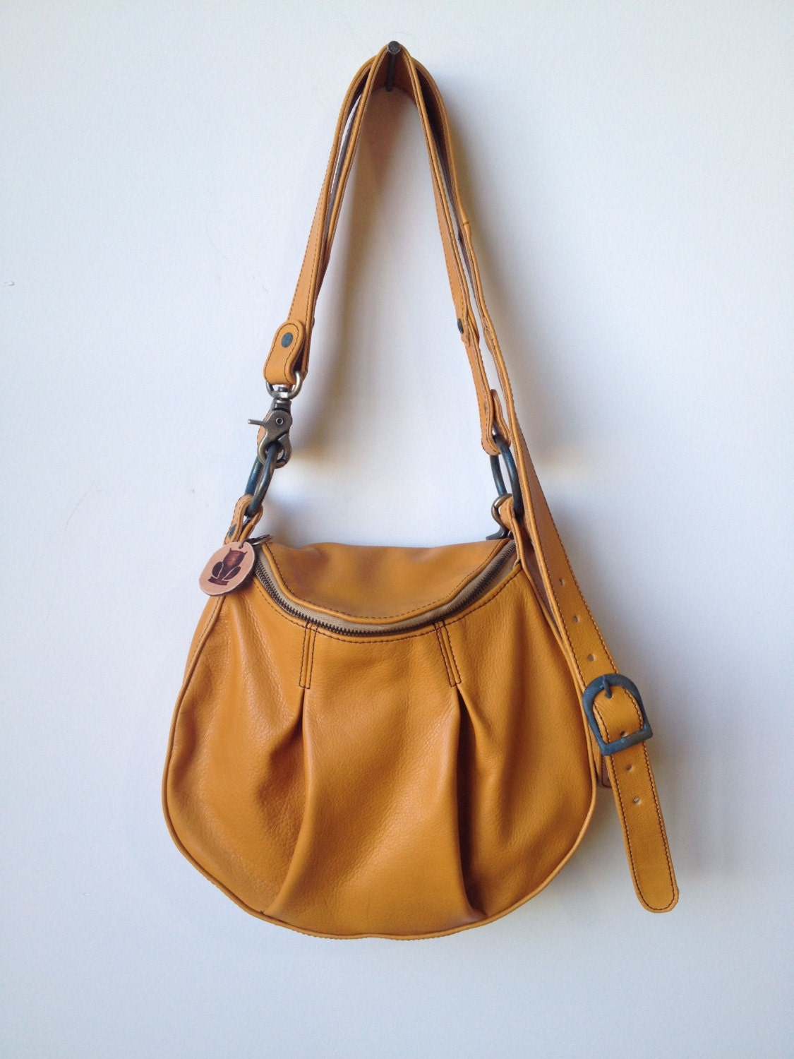 Mustard handbag leather