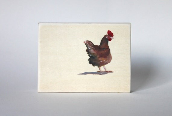 ... board, chicken painting, chicken coop, miniature painting, wall art