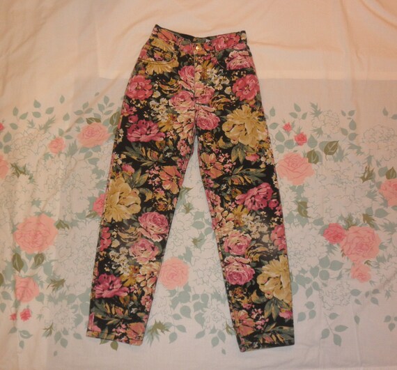 90s Guess jeans floral denim girls pants 1990s by verybestvintage