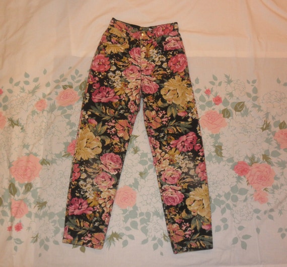 90s Guess jeans floral denim girls pants 1990s by verybestvintage