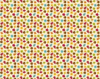 Riley Blake Happy Harvest C4034-CREAM Acornl 1/2 Yard Free Shipping Fabric for Quilting