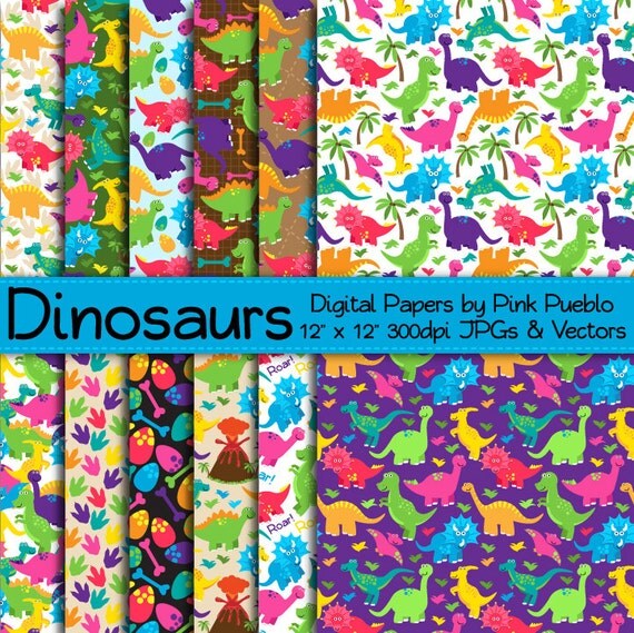 Dinosaur Digital Papers Dinosaur Scrapbook Papers Dinosaur