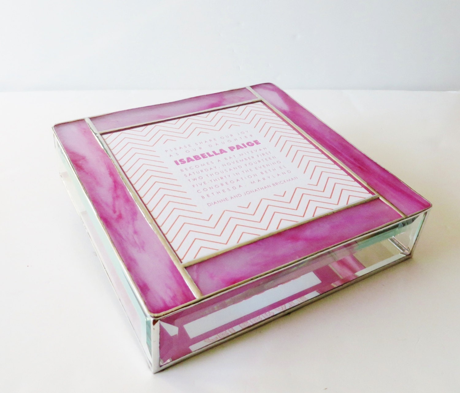 Stained Glass Keepsake Bat Mitzvah Gift Box Family by