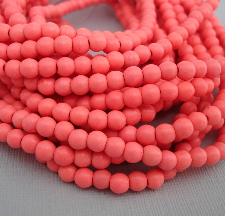 Natural Pink Coral Beads Round 4mm 16 inch Strand.